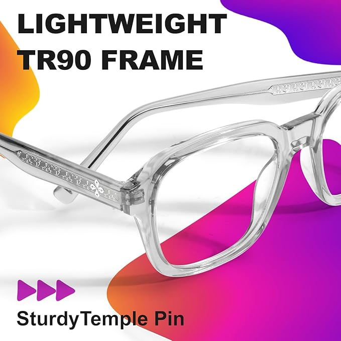 VISOONE Oversized Square Blue Light Blocking Glasses Fashion Computer Eyewear for Women and Men BENNETT