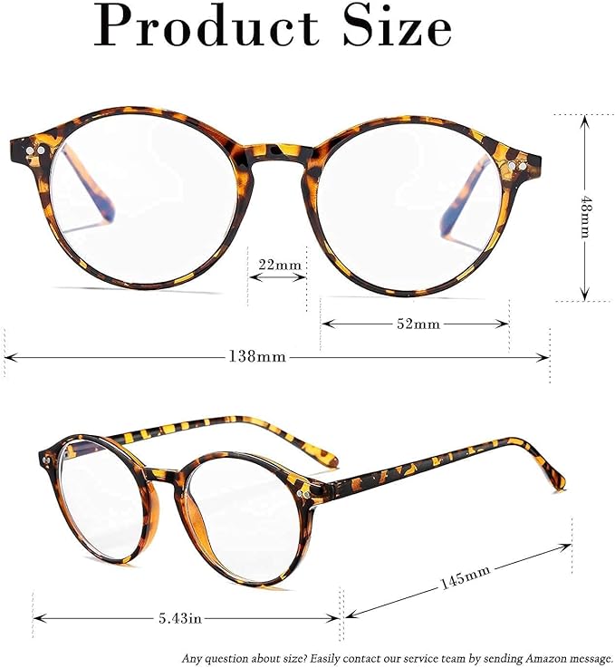 HJSTES Vintage Blue Light Glasses for Women Men Round Bluelight Blocking Glasses Thick TR90 Frame Eyeglasses