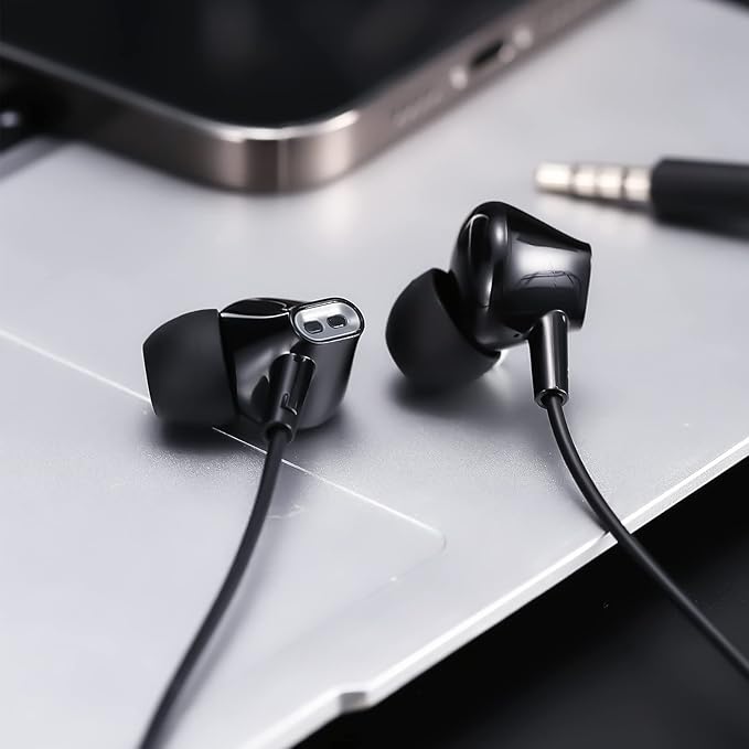 Wired Earbuds Headphones for School with Microphone Noise Isolating Stereo Bass in-Ear Earphones – for Smartphones, Tablets, Schools, Ipads, Multiuse - 3.5mm Plug in Audio Jack - Black