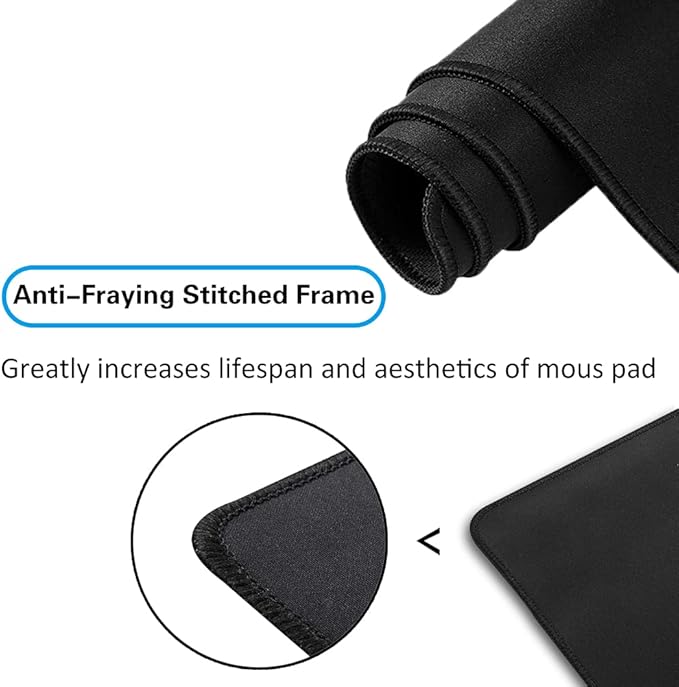 Large Gaming Mouse Pad,31.5 x 11.8 inch with Stitched Edges,Extended Mousepad,Durable Non-Slip Natural Rubber Base,Washable Keyboard Pad,Desk Pad for Gamer,Office & Home,Black