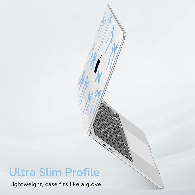 B BELK Compatible with MacBook Air 13 inch Case M5 2026 2025 2024-2022 M4 M3 M2 A3449 A3240 A3113 A2681, Plastic Hard Shell+Keyboard Cover+Screen Protector for MacBook Air 13.6 inch Case, Blue Bow