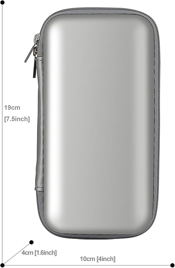 iMangoo Travel Essential Electronics Organizer Charger Case, Shockproof Dual Zipper Power Bank Cables Tech Accessories Pouch Purse, Men & Women Travel Must Have Storage Bag, 6.5x3.2x1 inch Silver
