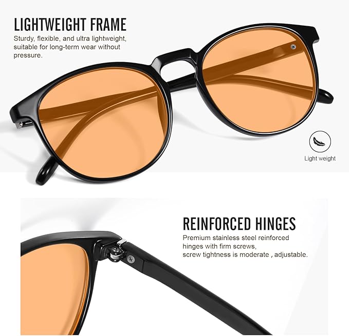 2 Pack Blue Light Glasses For Woman/Men Blue Retro Round Light Blocking Glasses