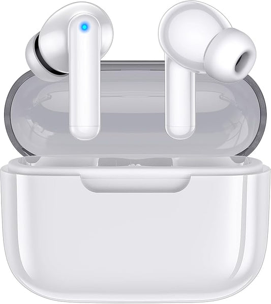kurdene Wireless Earbuds, Bluetooth 5.3 in Ear Buds Light Weight Headphones with Deep Bass Sound,48 Hours Playtime Headset,Clear Calls Earphones with Mics for Sports Workout White