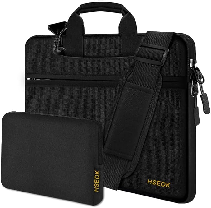 Hseok Laptop Shoulder Bag 13-14 inch Shockproof Water-Resistant HandBag with Small Case Compatible with MacBook Pro/Neo 14" M5/M4/M3/M2/M1, Mac Air/Pro 13.3", XPS 13/14, Most 13"-14" PC,Black