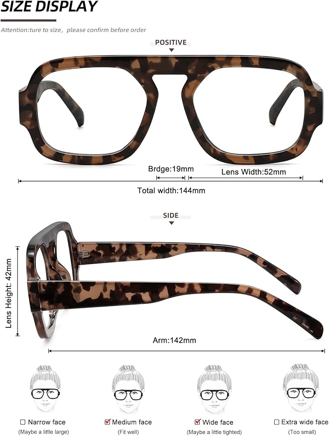 MEETSUN Oversized Retro Square Aviator Computer Blue Light Blocking Glasses for Women Men Fashion Fake Eyeglasses
