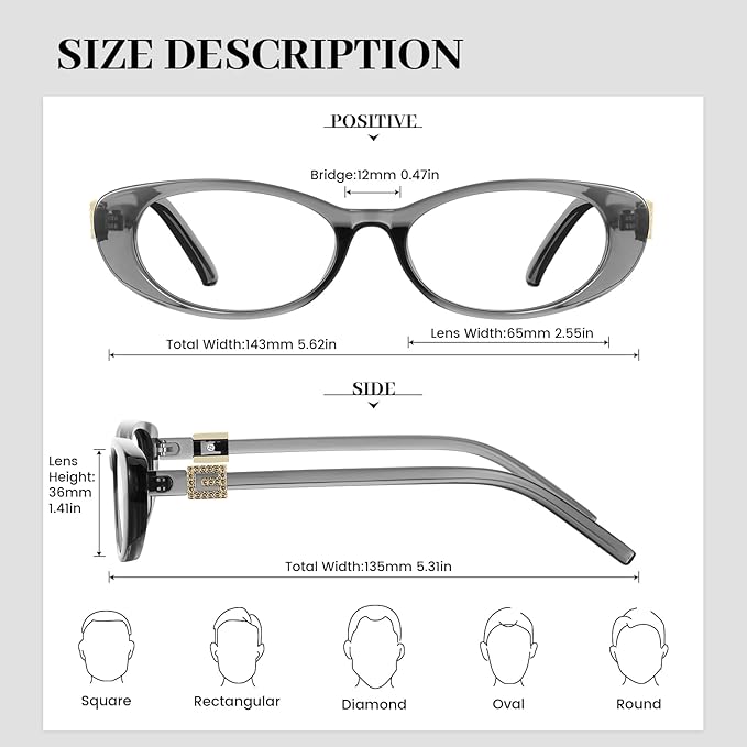Oval Blue Light Blocking Glasses for Women Retro 90s Glasses Computer TV Eyeglasses Anti Eyestrain