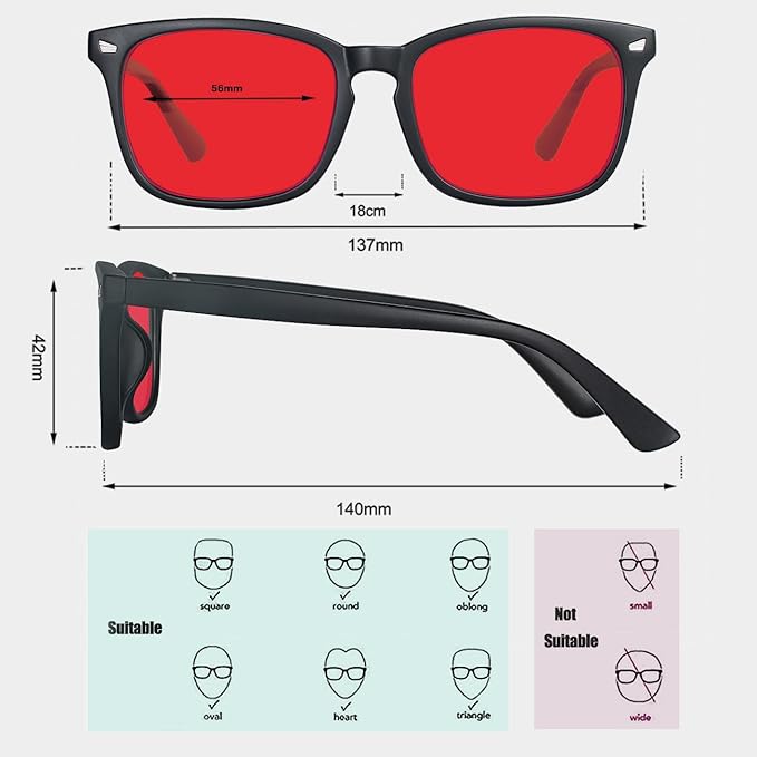 MAXJULI 99.9% Blue Light Blocking,Computer Reading/Gaming/TV/Phones Glasses for Women Men(Red) 6001