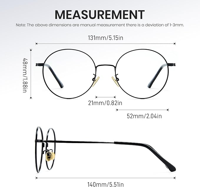 Cyxus Blue Light Glasses for Men and Women, Round Metal Frame Computer Eyeglasses for Office, Gaming, Reading 8090