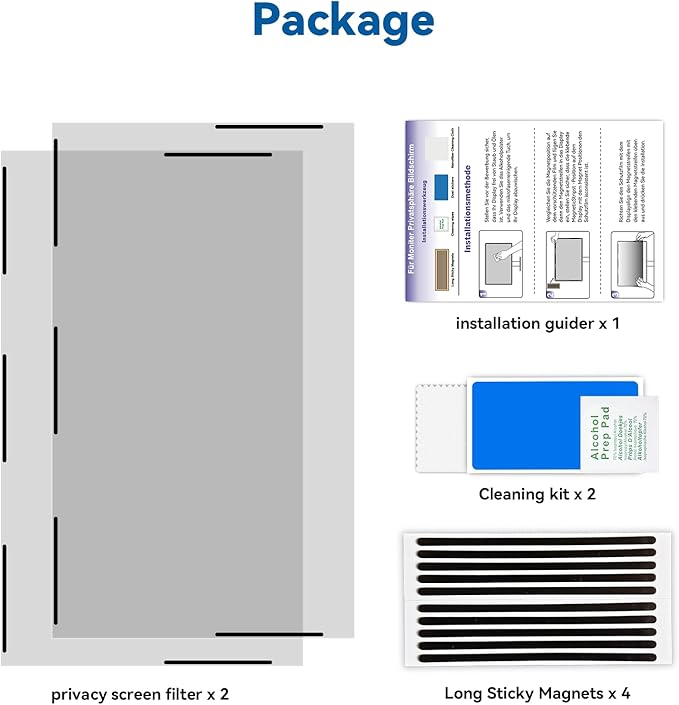 2-Pack 21.5-inch Magnetic Privacy Screen for 16:9 Computer Monitor, Snap-On Removable 21in Matte Anti Glare Blue Light Spy Filter Screen Cover Private Shield for Desktop PC [Support Curved Monitor]