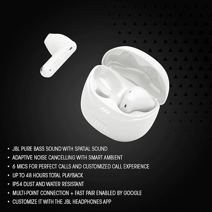 JBL Tune Flex 2 - True Wireless Noise Cancelling Earbuds with JBL Spatial Sound and Smart Ambient Technology, 6 mics for Perfect Calls, up to 48Hrs of Playback, IP54 Dust & Water Resistant (Teal)
