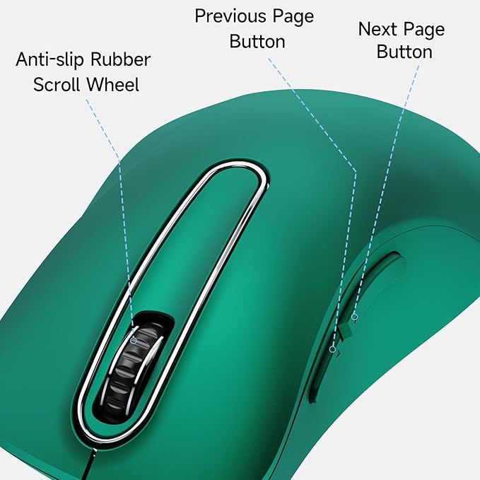 memzuoix Wired Mouse, USB Computer Mouse 1400 DPI Mobile Optical Mouse Ergonomic Design Computer Mice with 5FT Cord for Laptop, PC, Desktop, MacBook, 5 Buttons (Dark Green)