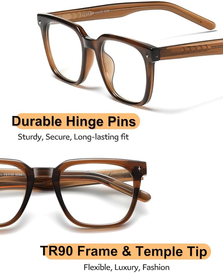 Overzied Square Blue Light Glasses for Woman Man Anti Glare Reduce Eyestrain for Gaming/Computer/Screen