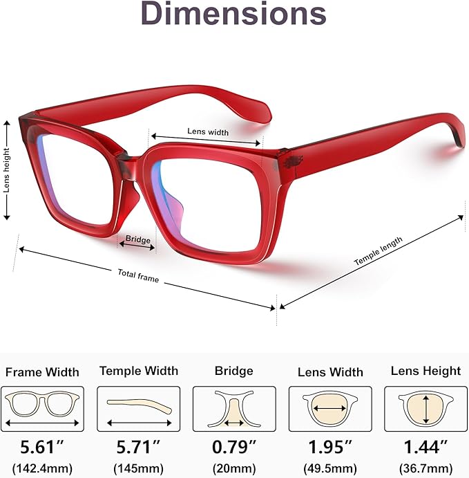 VISOONE Chunky Square Blue Light Blocking Glasses with Anti Computer Glare for Working Women Men MONTANA