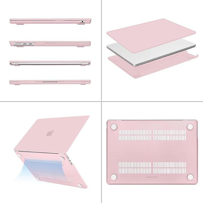 MOSISO Compatible with MacBook Air 13 inch Case M5 2026 M4 2025 M3 M2 2024-2022 A3449 A3240 A3113 A2681,Hard Shell&Keyboard Cover&Screen Film&Pouch for MacBook Air 13.6 inch Case, Baby Pink