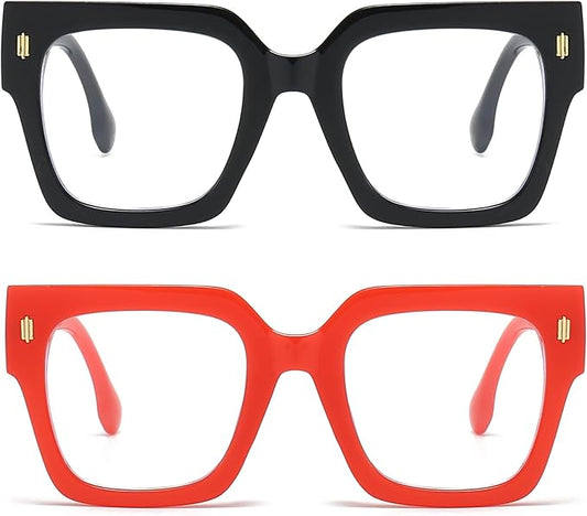 Breaksun Fashion Oversized Blue Light Blocking Glasses for Women Men Trendy Big Square Frame Computer Eyeglasses