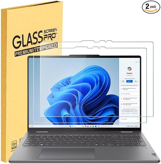 2 Pack Tempered Glass Screen Protector for Lenovo IdeaPad 5/5i 2-in-1 (16″, Gen 10 16AKP10 16IAL10) 16 inch Laptop 9H Scratch Resistant Anti-Shatter Film Anti-Fingerprint