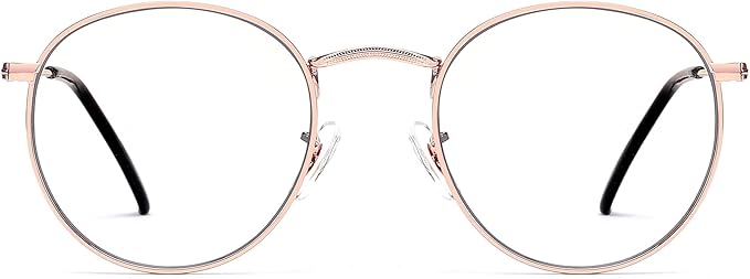 Round Blue Light Blocking Glasses for Men Women, Circle Metal Wire Rimmed Frame Glasses Anti Glare & UV RF5002