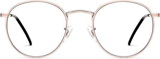Round Blue Light Blocking Glasses for Men Women, Circle Metal Wire Rimmed Frame Glasses Anti Glare & UV RF5002