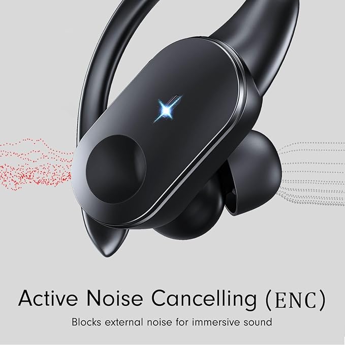 Bluetooth Headphones with Wireless Charging, Wireless Earbuds 80Hrs Playback Sport Ear Buds with Earhook LED Display Charging Case IPX7 Waterproof Earbud Deep Bass Running Earphones for iOS Android