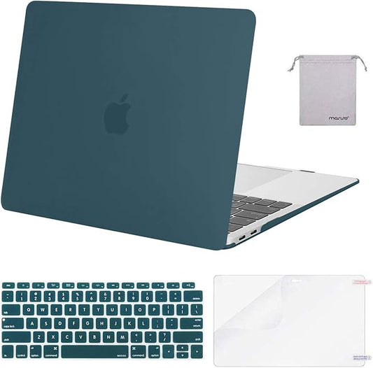 MOSISO Compatible with MacBook Air 13 inch Case M1 Chip 2021-2018 Release A2337 A2179 A1932, Plastic Hard Shell&Keyboard Cover&Screen Film&Storage Bag for MacBook Air 13.3 inch Case, Deep Teal