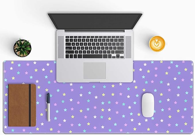 Mouse Pad Gaming, Large Mouse Pads, Non-Slip Rubber Base Mousepad, Keyboard Mouse Mat Desk Pad with Stitched Edges, 31.5x11.8 inch Pastel Star Pattern