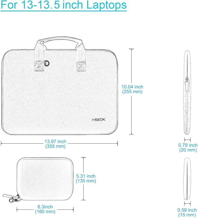 Hseok Laptop Sleeve 13.3-14 inch Case with Small Pouch, Neoprene Computer Bag Compatible with MacBook Neo/Pro 14 M5/M4/M3/M2/M1, Mac Air/Pro 13.3, XPS 14 and Most 13-14 inch Notebooks,O02G01