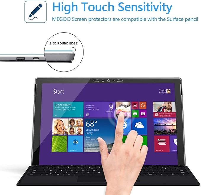 Megoo ArmorShield Screen Protector for Microsoft Surface Pro 7 Plus/Surface Pro 7 12.3 Inch, 2 Pack, Tempered Glass, Ultra Clear, Responsive Touch