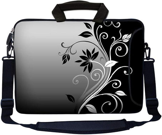 Laptop Skin Shop 15.6 inch Laptop Sleeve Bag Notebook with Extra Side Pocket, Soft Carrying Handle & Removable Shoulder Strap for 14" 15" 15.4" 15.6" Apple MacBook Air, GW, Acer, Aspire Asus, Dell,