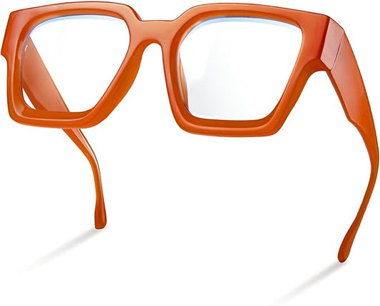 livho Oversized Eyewear Frame for Woman and Men - Rectangle Fashion Glasses for Computer, Chic Preppy Frame