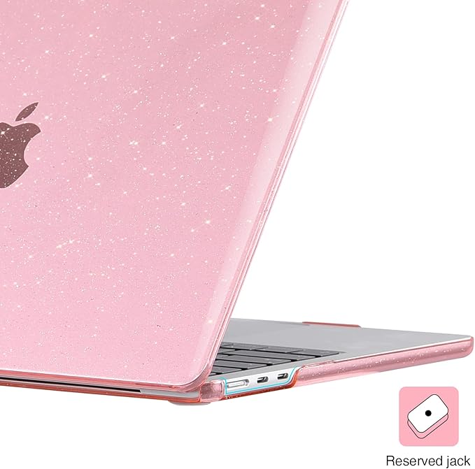 EooCoo Case Compatible with MacBook Air 13 inch M5 2026-2022 Release M4 M3 M2 A3449 A3240 A3113 A2681, Glitter Hard Shell&Keyboard Skin Cover&Screen Protector for Mac Air 13.6 inch, Sparkly Pink