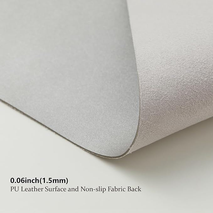 Leather Desk Mat - Non-Slip PU Desk Pad for Office and Home - Desk Organization and Accessories - Ideal for Large Mouse Pad and Desk Mats on Top of Desks (Silver,36"x 17")