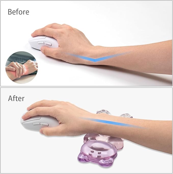 Purple Gradient Gel Mouse Wrist Rest –Cute Bear Mouse Wrist Rest, Ergonomic Mouse Support,Comfort & Support for Typing and Gaming