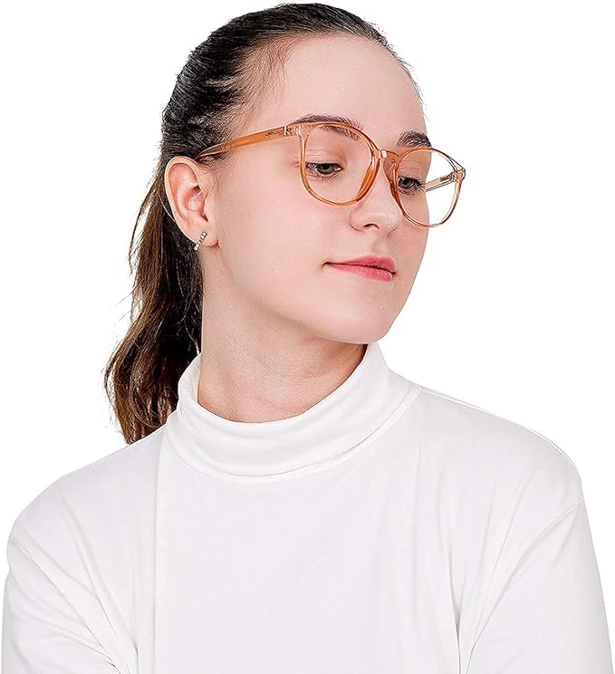 LifeArt Round Blue Light Blocking Glasses, Computer Glasses, Gaming Glasses, TV Glasses for Women Men (Champagne, 1.50 Magnification)