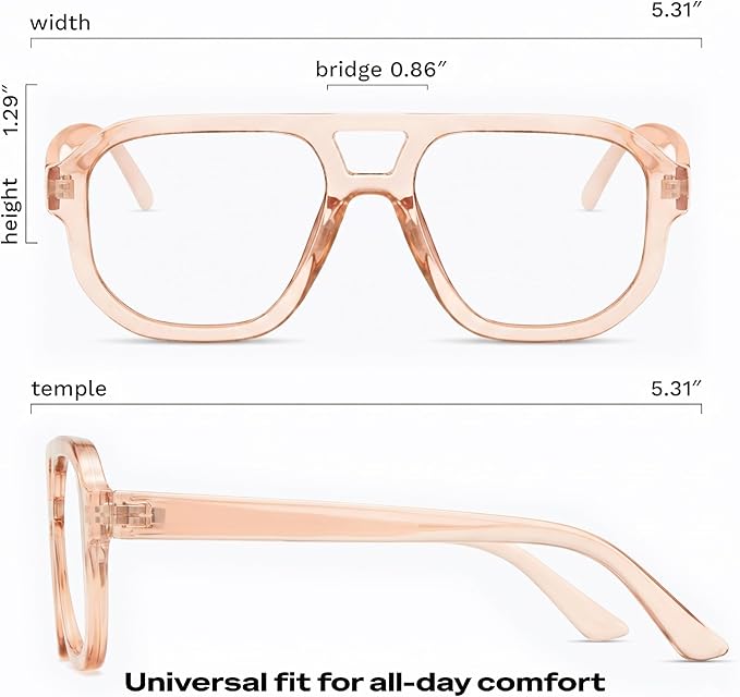 livho Retro Aviator Blue Light Blocking Glasses for Women Men with Soft Case, Trendy Rectangle Computer Eyeglasses