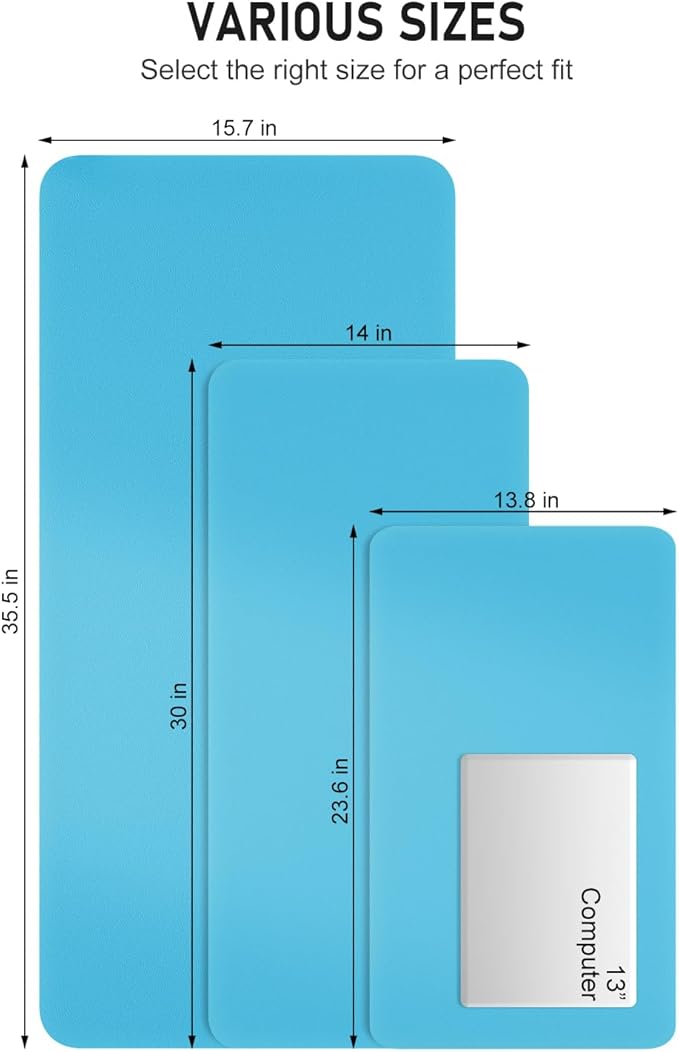Desk Pad, 35.5" x 17" PU Leather Non-Slip Desk Mat Large Mouse Pad for Desktop, Waterproof Laptop Computer Writing Mat for Office, Home, Work, Gaming, Aqua Blue