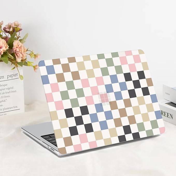 G JGOO Case for 13-inch Microsoft Surface Laptop 2025 Model 2095, Windows 11 Touchscreen Copilot+ PC, Protective Plastic Hard Shell Case + Keyboard Cover +Screen Protector, Colorful Checkered