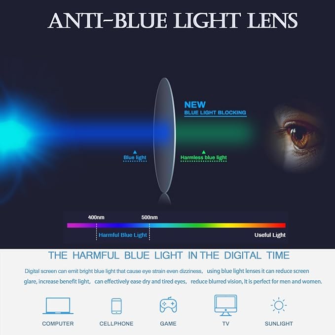 PORADAY Blue Light Blocking Glasses for Women Men 70s Retro Square Aviator Eyeglasses Rectangle Computer Eyewear
