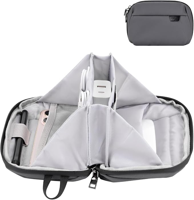 DDgro Small Electronics Organizer Travel Case - Organizer Pouch for Cable, Cord, Charger (Dark Grey-Mini)