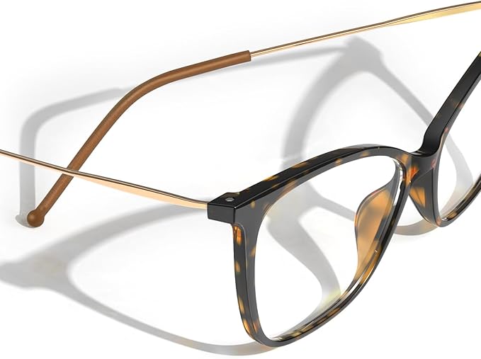 VISOONE Oversized Cat Eye Blue Light Blocking Glasses for Women Large Cute Lightweight Eyeglasses Metal Frame Calina
