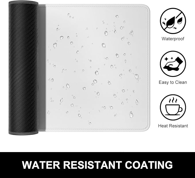 Hsurbtra Desk Pad, 23.6" x 13.8" Premium-Textured Desk Mat, Stitched Edge Anti-Slip Waterproof Rubber Mouse Pad, M Extended Computer Mat for Office Gaming Laptop Keyboard Space Gray