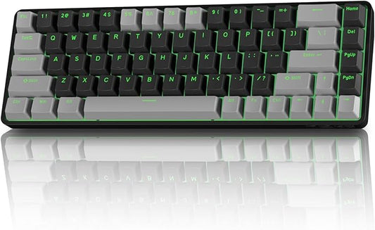 TMKB T68 60% Wireless Mechanical Gaming Keyboard, Tri-Mode BT5.0/2.4GHz/USB-C with Red Linear Switch, RGB Backlight, Anti-Ghosting, Compact 68 Keys, Wired/Wireless, Gray/Black