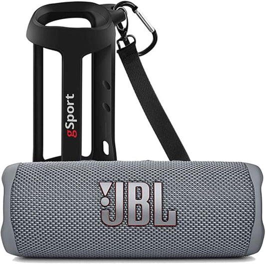JBL FLIP 6 Waterproof Portable Speaker Bundle with gSport Silicone Sleeve (Gray)