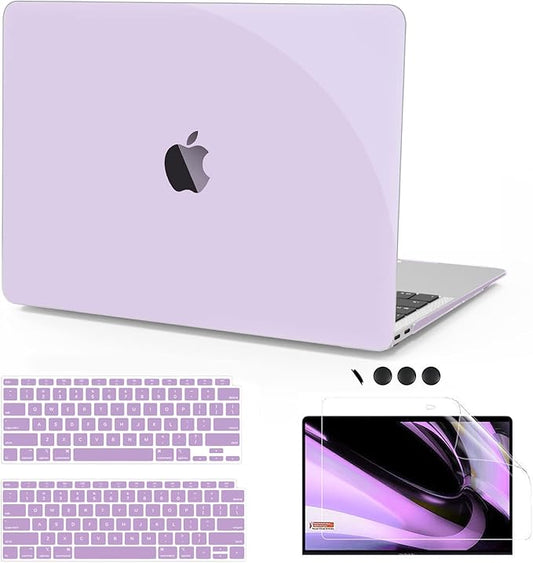 B BELK Compatible with MacBook Air 13 inch Case 2022 2021 2020 2019 2018 Release A2337 M1 A2179 A1932, Plastic Laptop Hard Shell+ Keyboard Cover+Screen Protector for MacBook Air 13.3 inch Case, Purple