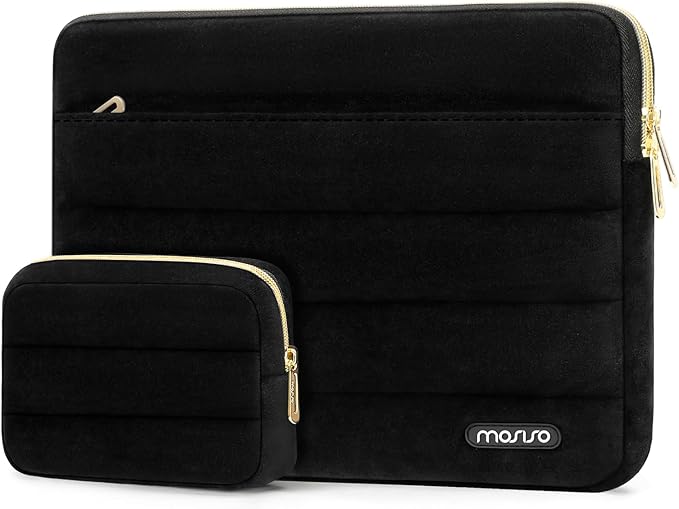 MOSISO 15-16 inch Laptop Case, 15.6 inch Laptop Sleeve Compatible with MacBook Pro 16, HP, Acer, Dell, Lenovo, ASUS Notebook Computer, Soft Cozy Lightweight Horizontal Bag with Small Case, Black