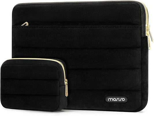MOSISO 13-14 inch Laptop Case, 13.3 inch Laptop Sleeve Compatible with MacBook Air 13 13.3 13.6/Pro 13/Pro 14, HP Dell ASUS Lenovo, Soft Cozy Lightweight Horizontal Bag with Small Case, Black