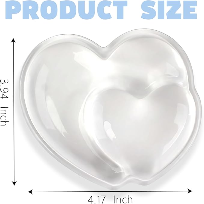 Gel Wrist Rest for Keyboard and Mouse Transparent White Heart Elbow Pad Cushion Ergonomic Cute Clear Cool Mouse Wrist Pad Silicone Non-Slip Support for Computer Gaming Home Office Hand Pillow