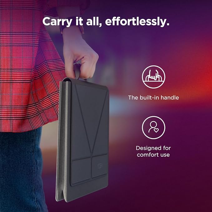 Lenovo Yoga Tote Sleeve Case for Laptops with 14-inch Display, Multi-Compartment Organizer with Convertible Stand, Lightweight Protective Polyester & Microfiber Sleeve, Luna Grey
