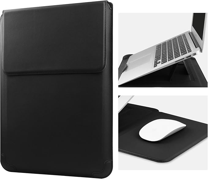 HoYiXi 15 16 Inch Laptop Sleeve Case Leather Bag for MacBook Pro 16 2021 & 2019/ASUS Vivobook 15/Huawei MateBook D15/HP 15.6" PC/MacBook Pro 15/Surface Laptop 3/Dell Inspiron 15/IdeaPad, Black