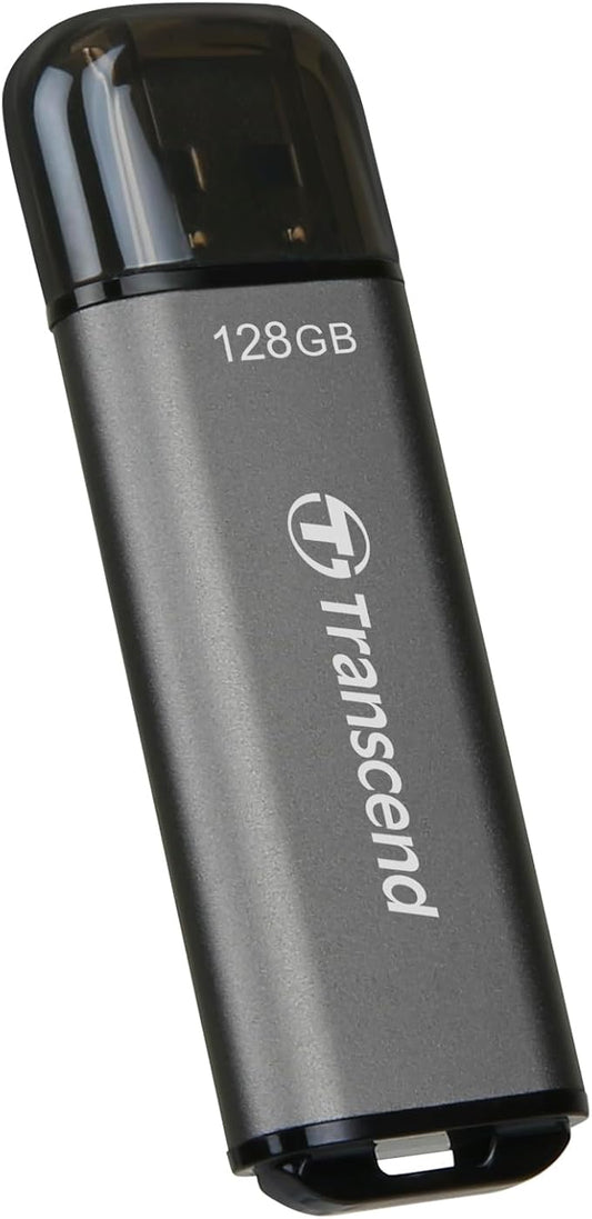 Transcend JF920 128GB USB Flash Drive, USB3.2 Gen1, Up to 420MB/s, Aluminum Metallic housing, for Car Audio System, Sentry Mode, Smart TV and Gaming Console, Gray - TS128GJF920 by Transcend